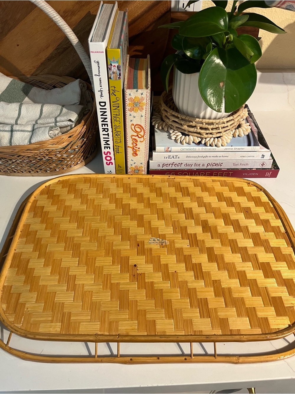 Vintage Woven Rattan Serving Tray - Picture 4 of 10
